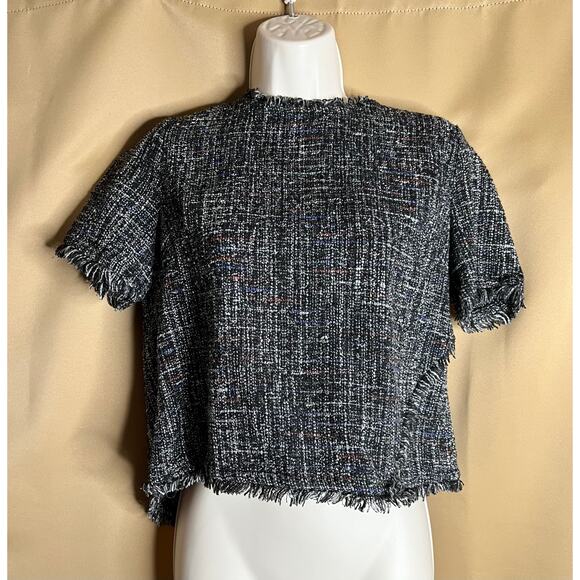 Greylin Tati Tweed Fringe Top S - Picture 3 of 5